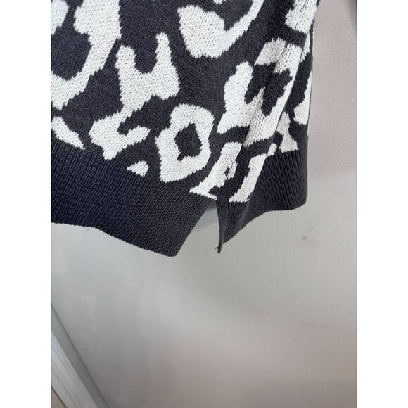Lane Bryant Sweater Women 22 Gray Animal Print Safari Neutral Office Retro 80s - Picture 3 of 10